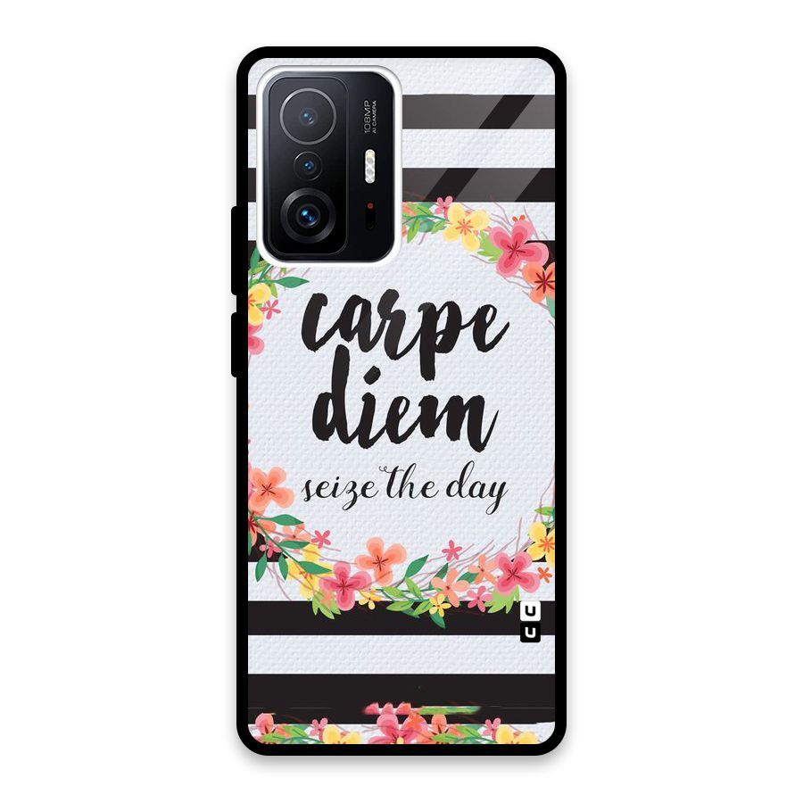 Floral Seize The Day Glass Back Case for Xiaomi 11T Pro
