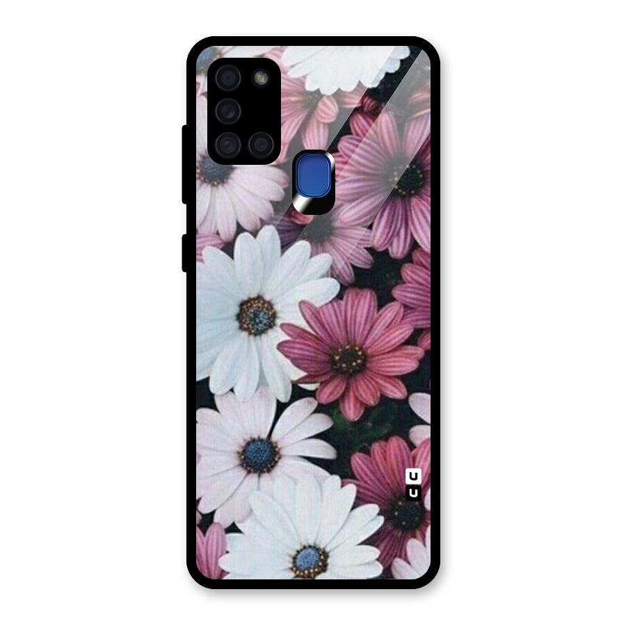Floral Shades Pink Glass Back Case for Galaxy A21s