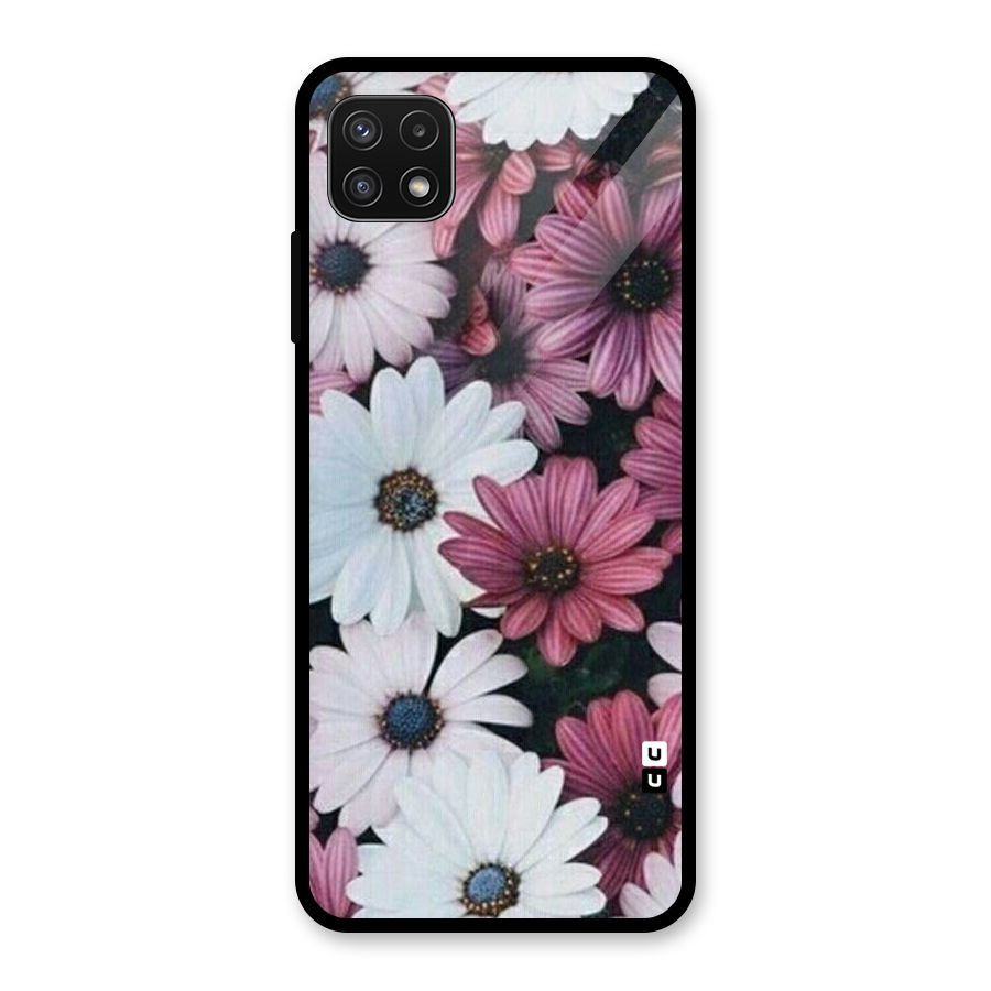 Floral Shades Pink Glass Back Case for Galaxy A22 5G
