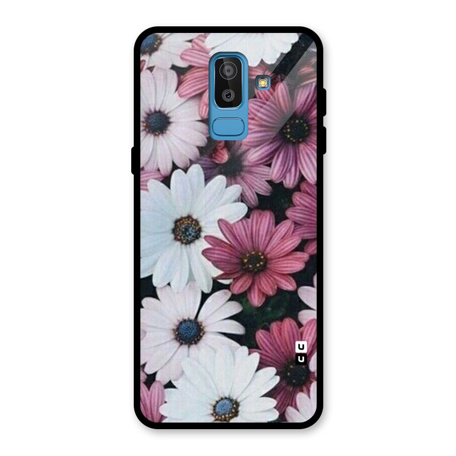 Floral Shades Pink Glass Back Case for Galaxy J8