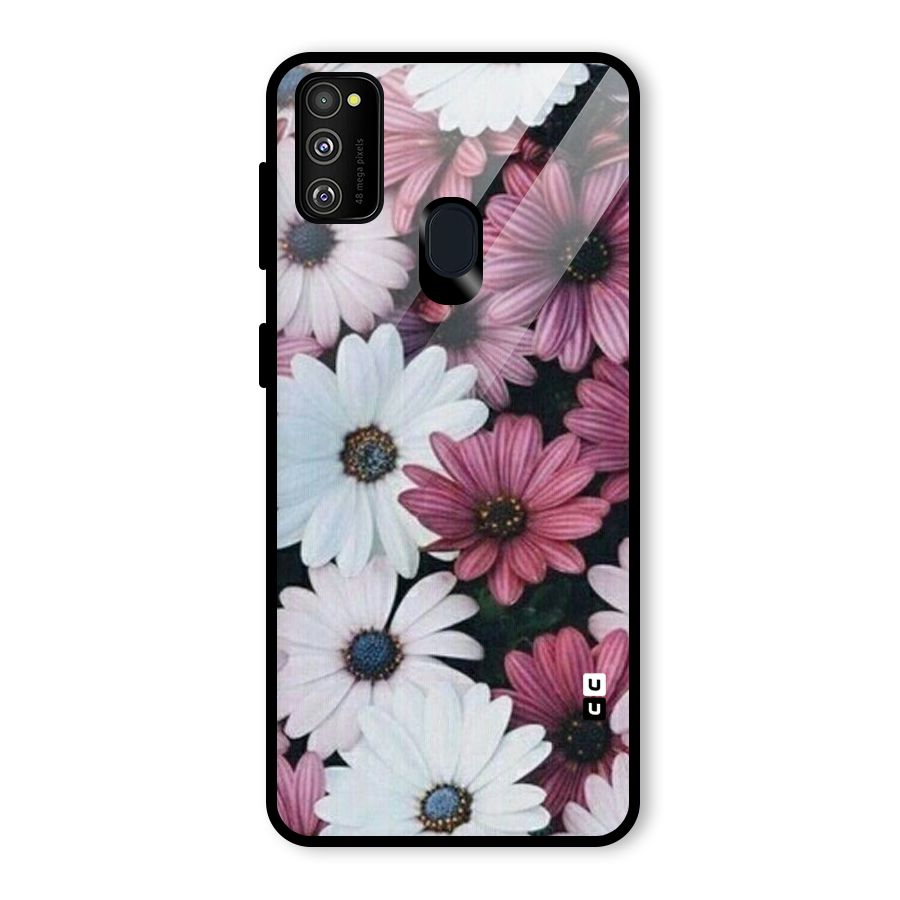 Floral Shades Pink Glass Back Case for Galaxy M21
