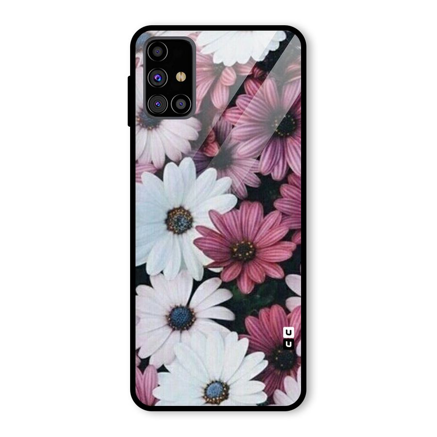 Floral Shades Pink Glass Back Case for Galaxy M31s