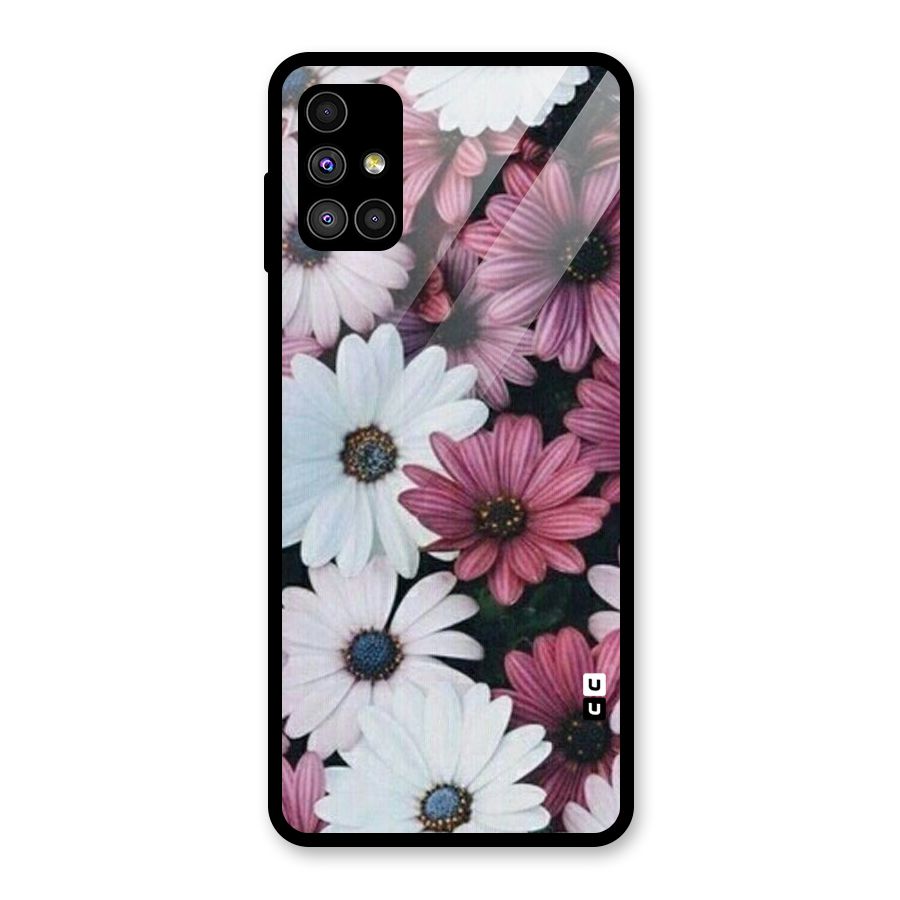 Floral Shades Pink Glass Back Case for Galaxy M51