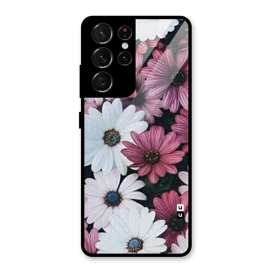 Floral Shades Pink Glass Back Case for Galaxy S21 Ultra 5G