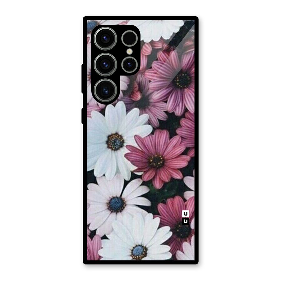 Floral Shades Pink Glass Back Case for Galaxy S23 Ultra
