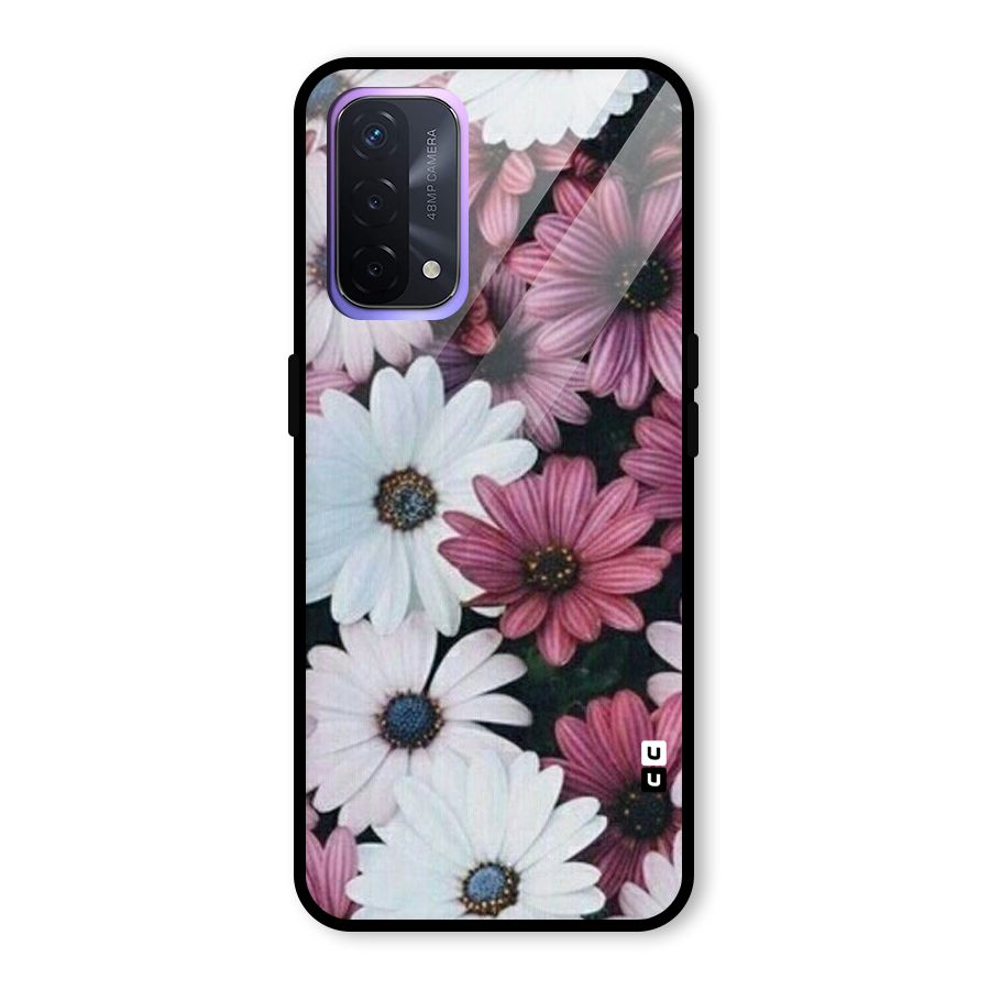Floral Shades Pink Glass Back Case for Oppo A74 5G