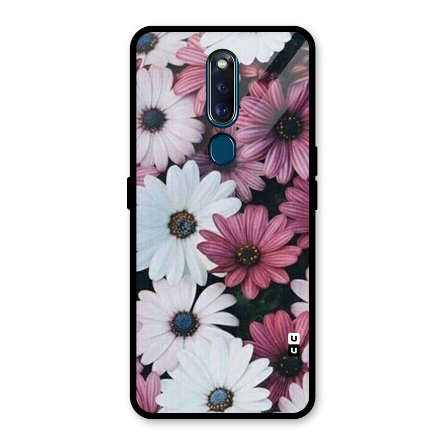 Floral Shades Pink Glass Back Case for Oppo F11 Pro