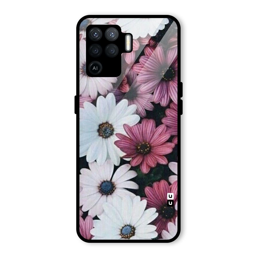 Floral Shades Pink Glass Back Case for Oppo F19 Pro