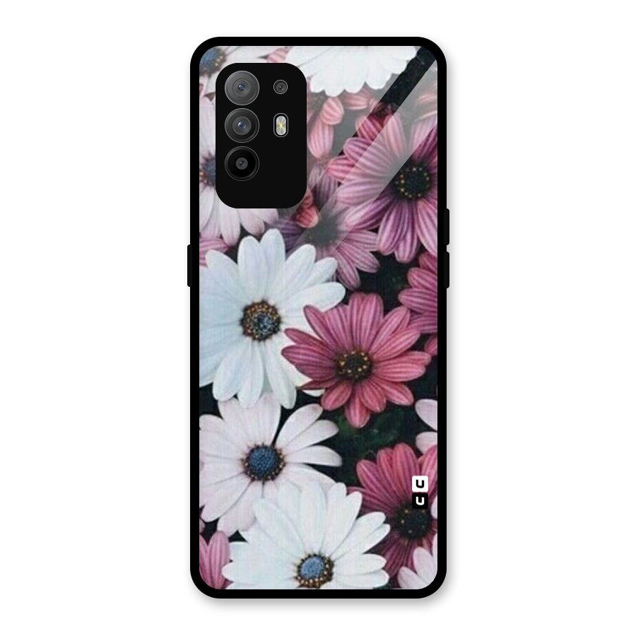 Floral Shades Pink Glass Back Case for Oppo F19 Pro Plus 5G