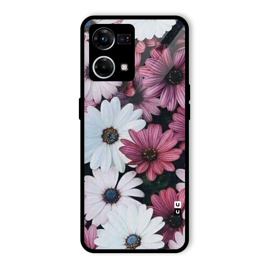 Floral Shades Pink Glass Back Case for Oppo F21 Pro 4G