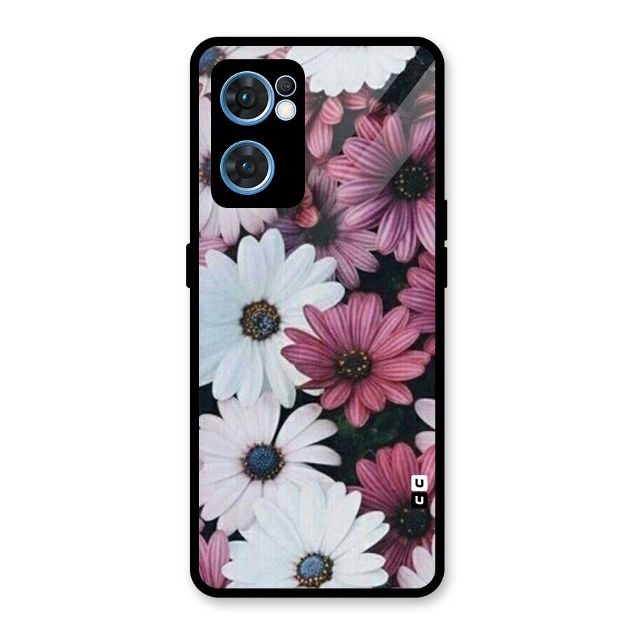 Floral Shades Pink Glass Back Case for Oppo Reno7 5G