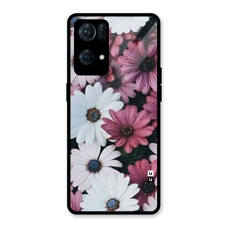 Floral Shades Pink Glass Back Case for Oppo Reno7 Pro 5G