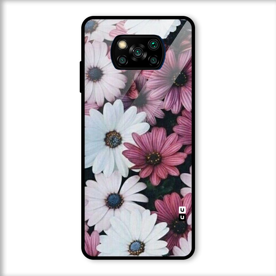 Floral Shades Pink Glass Back Case for Poco X3