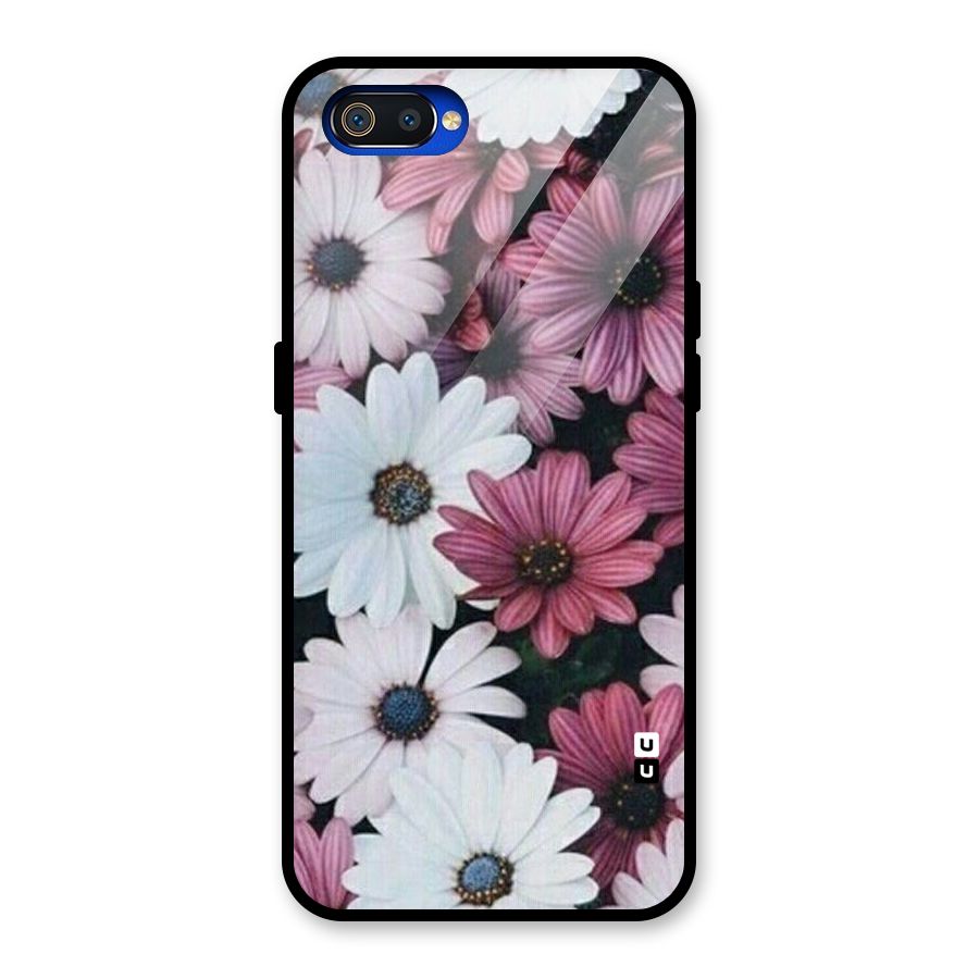 Floral Shades Pink Glass Back Case for Realme C2