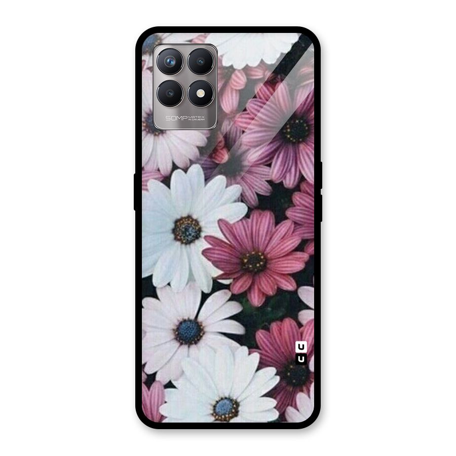 Floral Shades Pink Glass Back Case for Realme Narzo 50