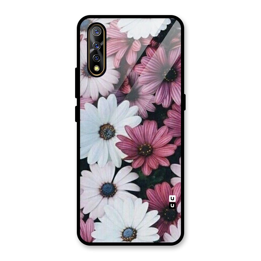 Floral Shades Pink Glass Back Case for Vivo S1
