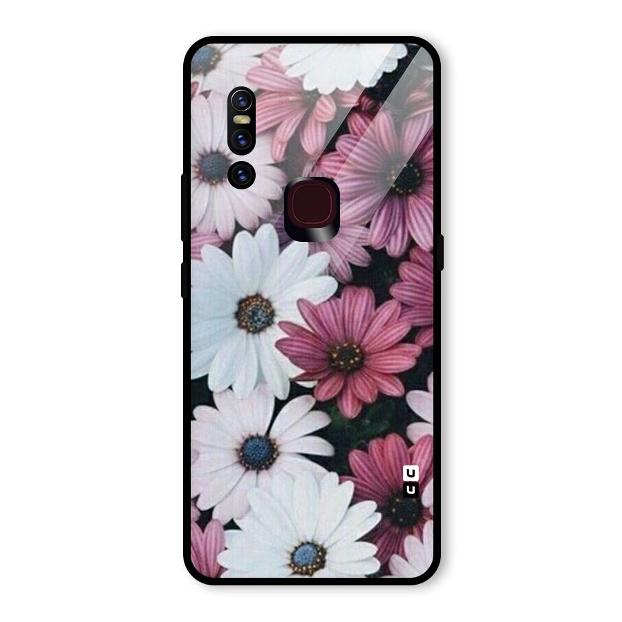 Floral Shades Pink Glass Back Case for Vivo V15