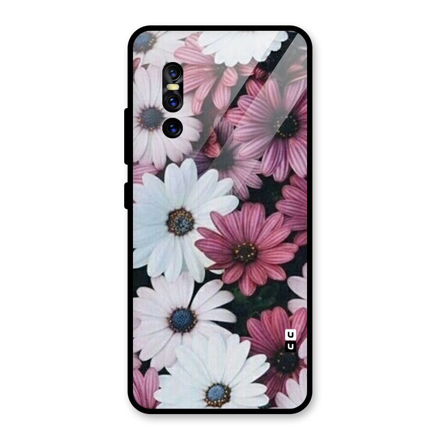 Floral Shades Pink Glass Back Case for Vivo V15 Pro
