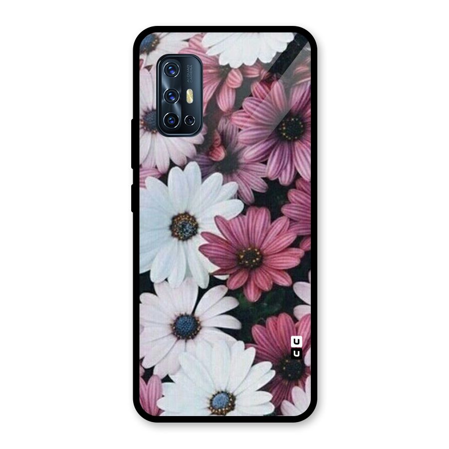Floral Shades Pink Glass Back Case for Vivo V17