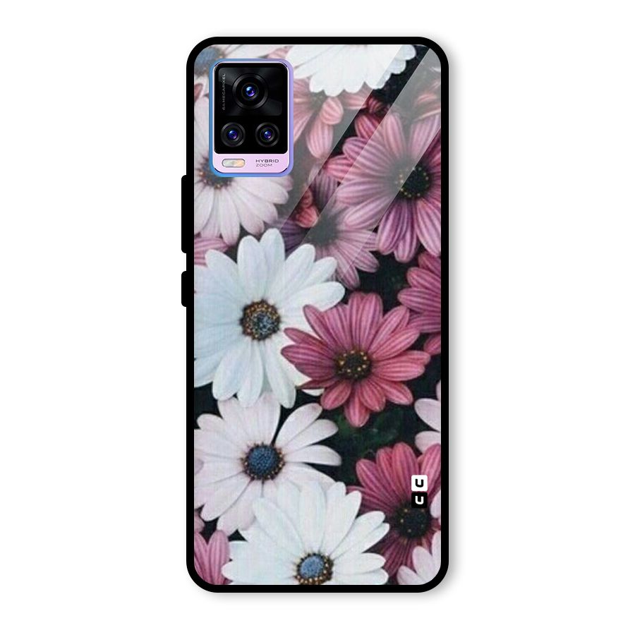 Floral Shades Pink Glass Back Case for Vivo V20 Pro