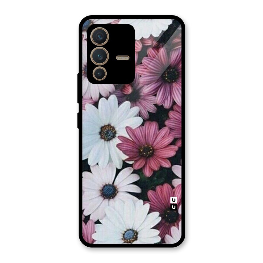 Floral Shades Pink Glass Back Case for Vivo V23 5G