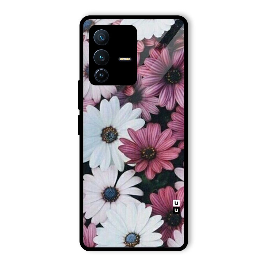 Floral Shades Pink Glass Back Case for Vivo V23 Pro