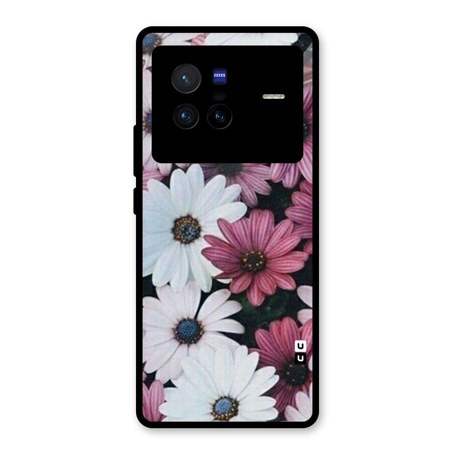 Floral Shades Pink Glass Back Case for Vivo X80