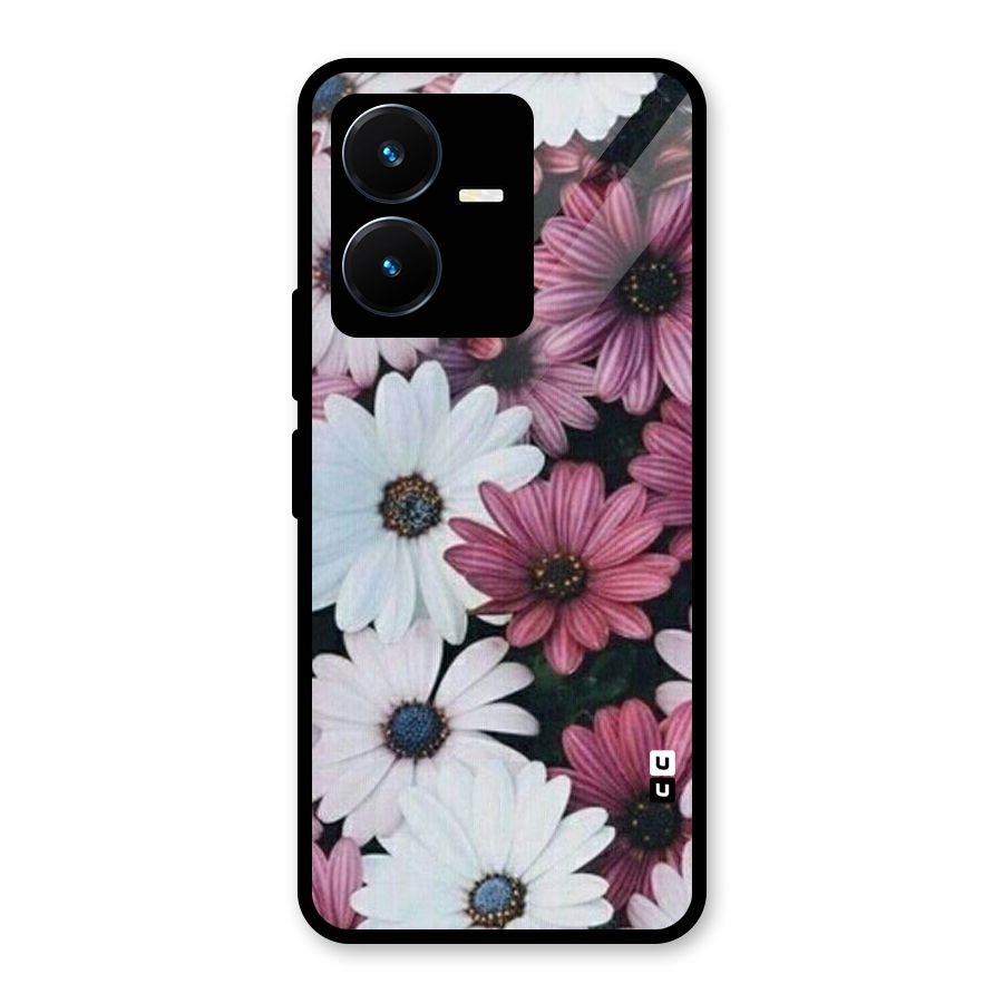 Floral Shades Pink Glass Back Case for Vivo Y22