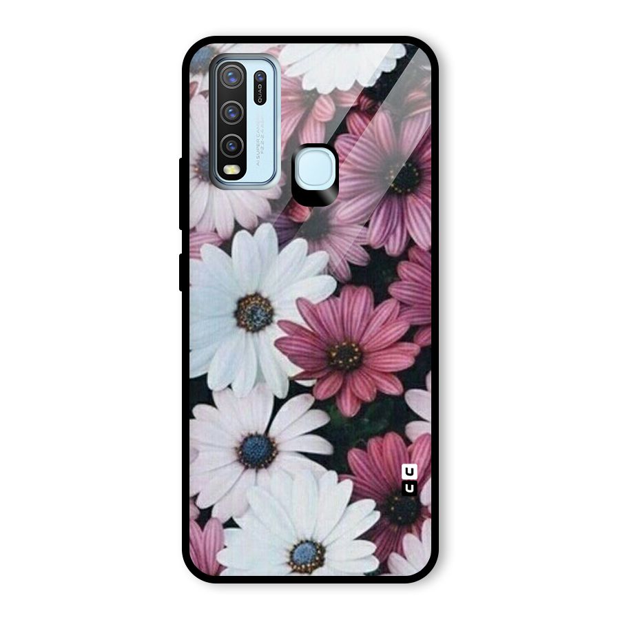 Floral Shades Pink Glass Back Case for Vivo Y50