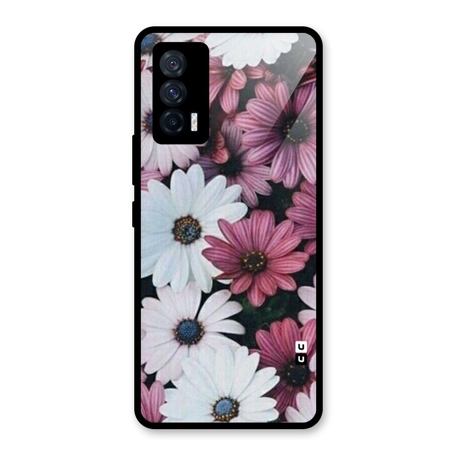 Floral Shades Pink Glass Back Case for Vivo iQOO 7 5G