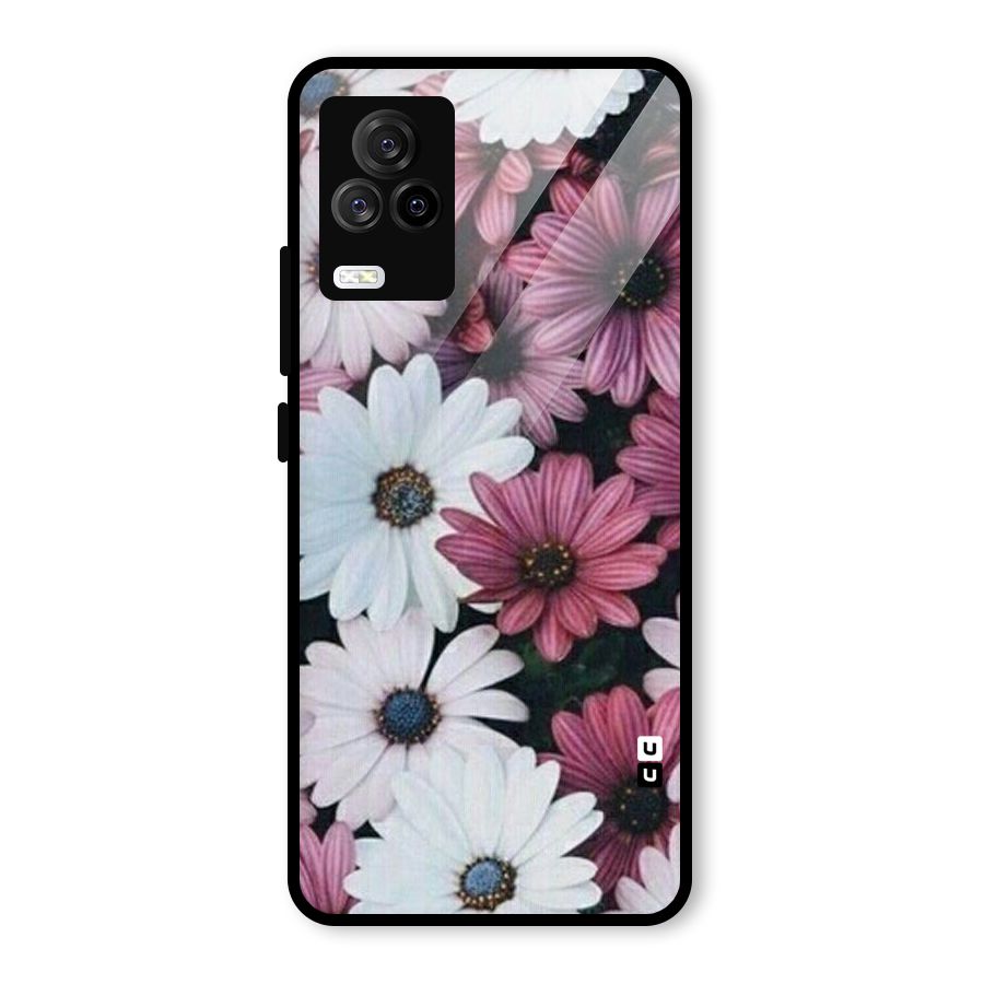 Floral Shades Pink Glass Back Case for Vivo iQOO 7 Legend 5G
