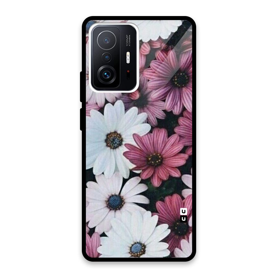 Floral Shades Pink Glass Back Case for Xiaomi 11T Pro