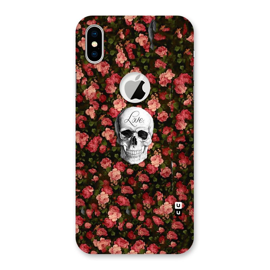 Floral Skull Love Back Case for iPhone X Logo Cut