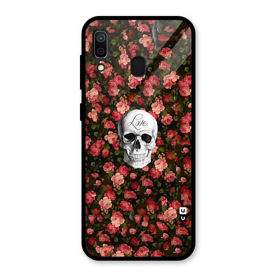 Floral Skull Love Glass Back Case for Galaxy A30