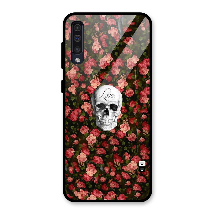 Floral Skull Love Glass Back Case for Galaxy A50