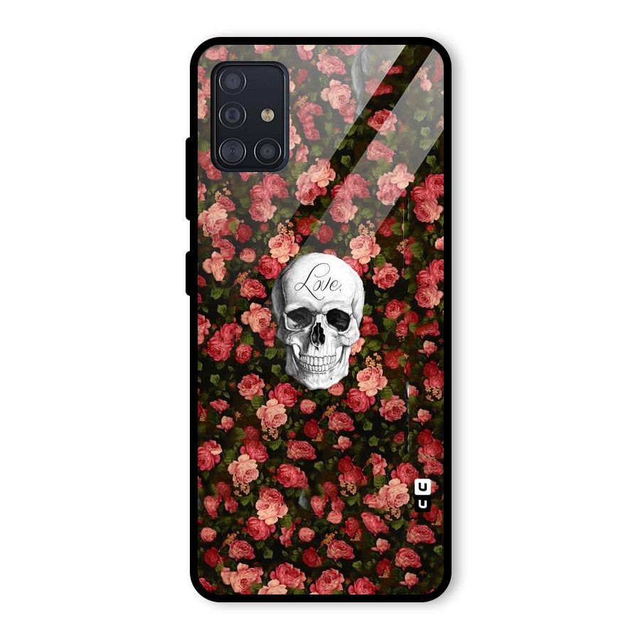 Floral Skull Love Glass Back Case for Galaxy A51