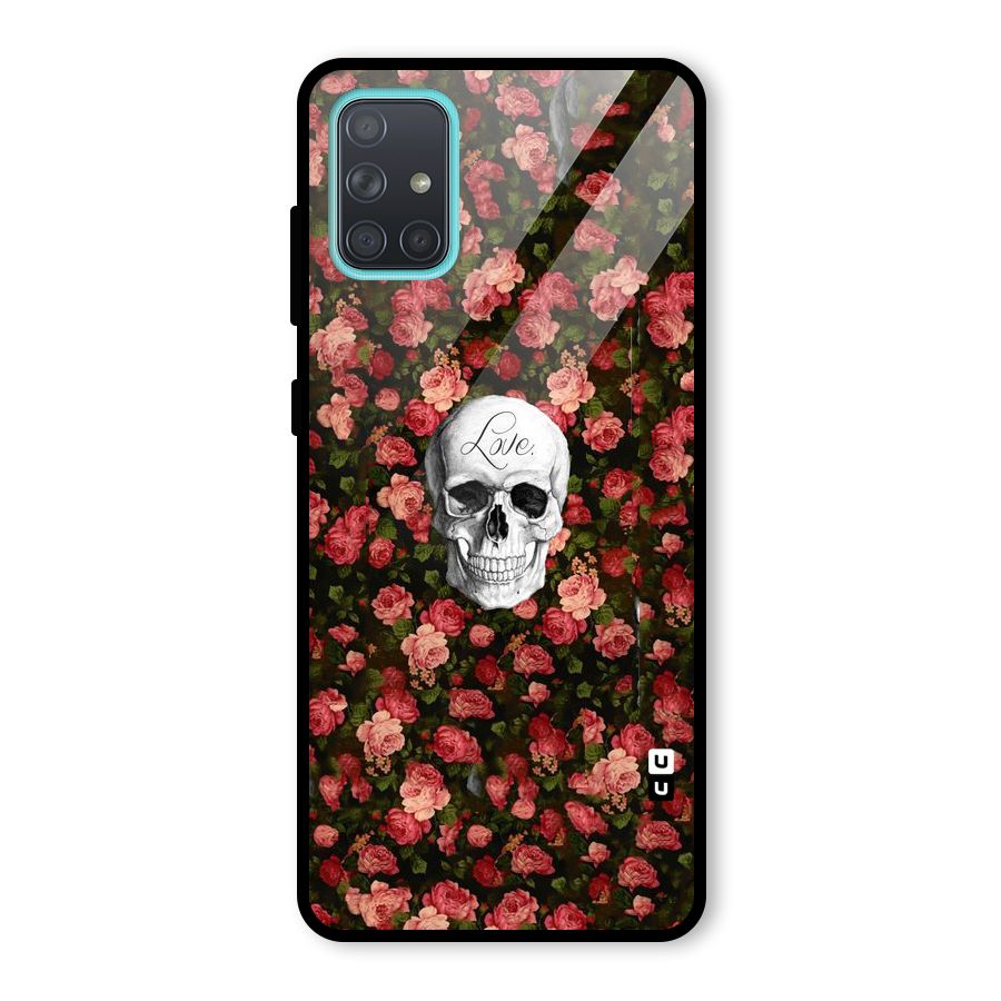Floral Skull Love Glass Back Case for Galaxy A71