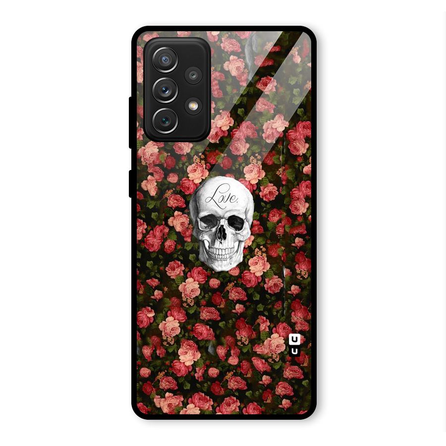 Floral Skull Love Glass Back Case for Galaxy A72