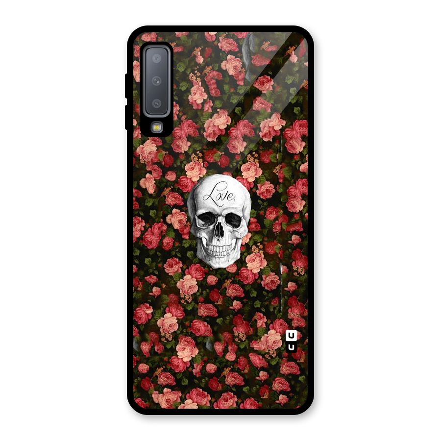 Floral Skull Love Glass Back Case for Galaxy A7 (2018)