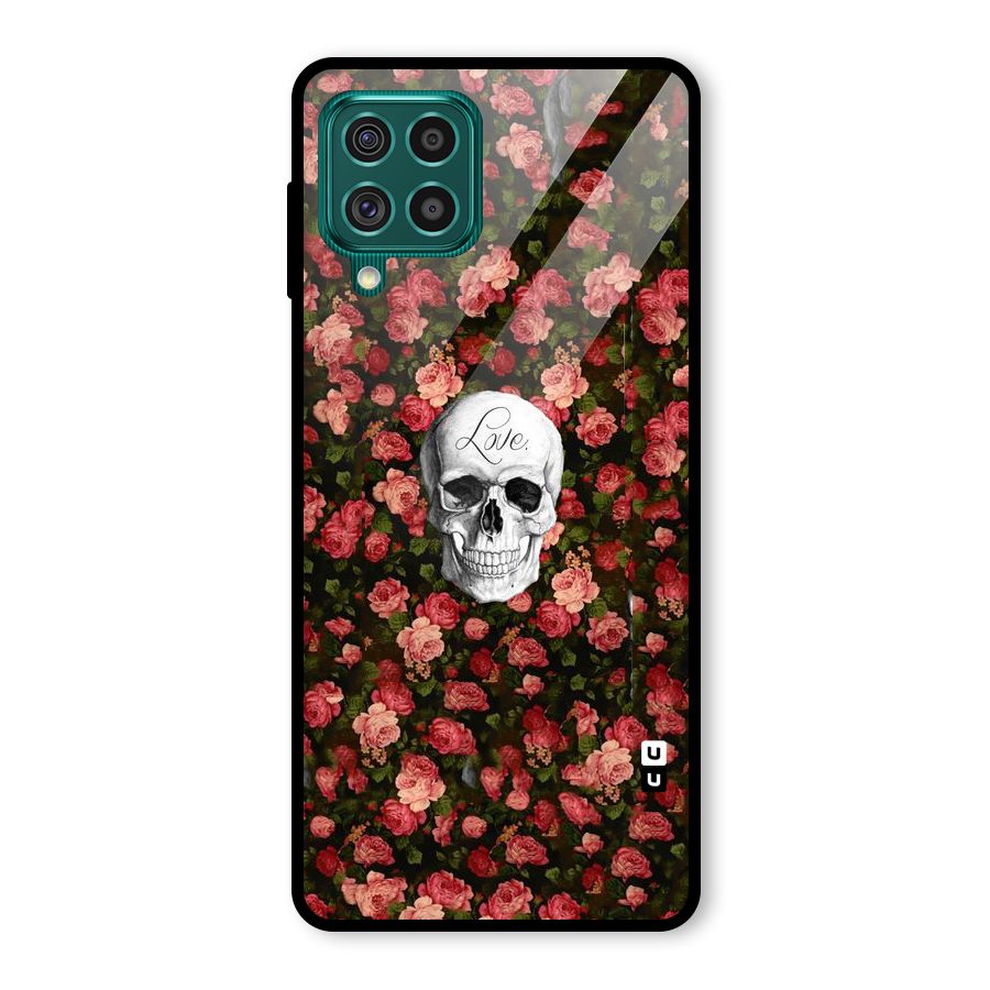 Floral Skull Love Glass Back Case for Galaxy F62