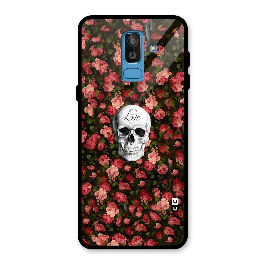 Floral Skull Love Glass Back Case for Galaxy J8