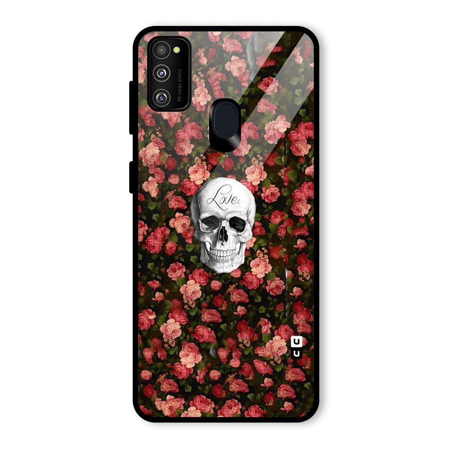 Floral Skull Love Glass Back Case for Galaxy M30s