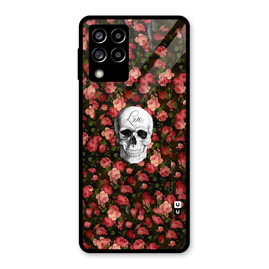 Floral Skull Love Glass Back Case for Galaxy M53 5G