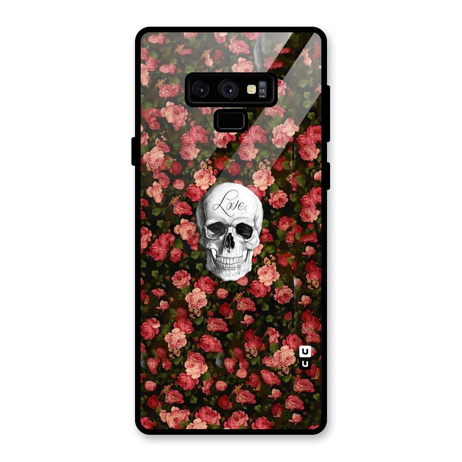 Floral Skull Love Glass Back Case for Galaxy Note 9