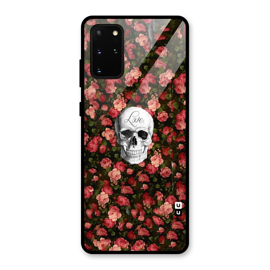 Floral Skull Love Glass Back Case for Galaxy S20 Plus