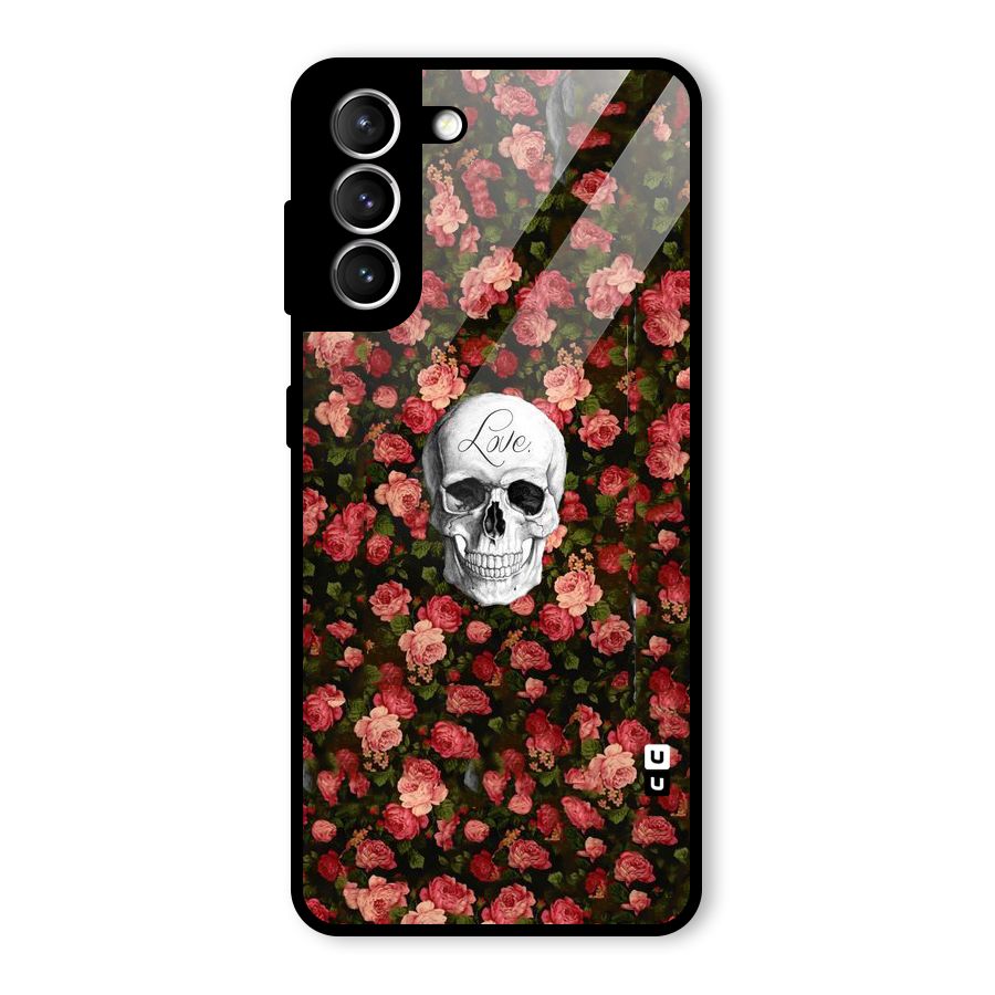 Floral Skull Love Glass Back Case for Galaxy S21 5G