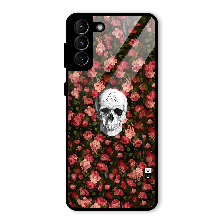 Floral Skull Love Glass Back Case for Galaxy S21 Plus
