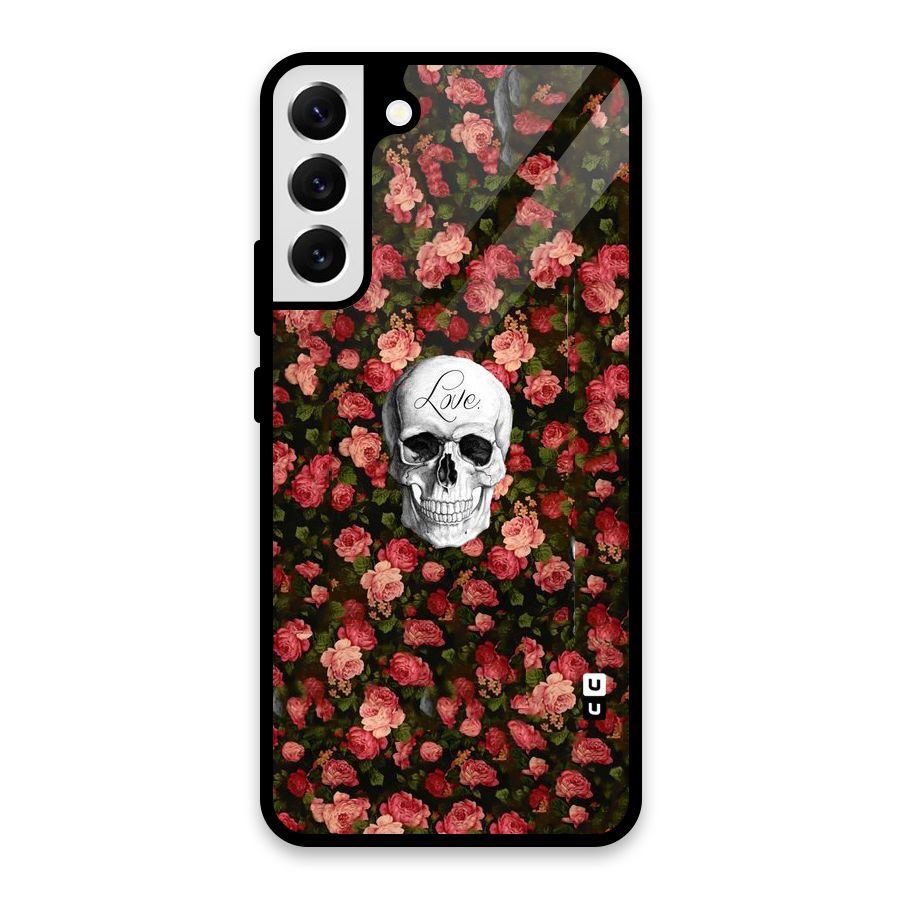 Floral Skull Love Glass Back Case for Galaxy S22 Plus 5G