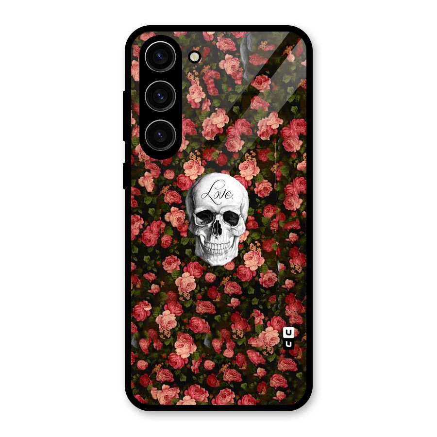 Floral Skull Love Glass Back Case for Galaxy S23 Plus