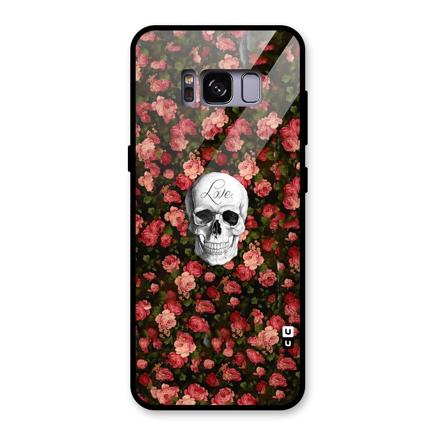 Floral Skull Love Glass Back Case for Galaxy S8